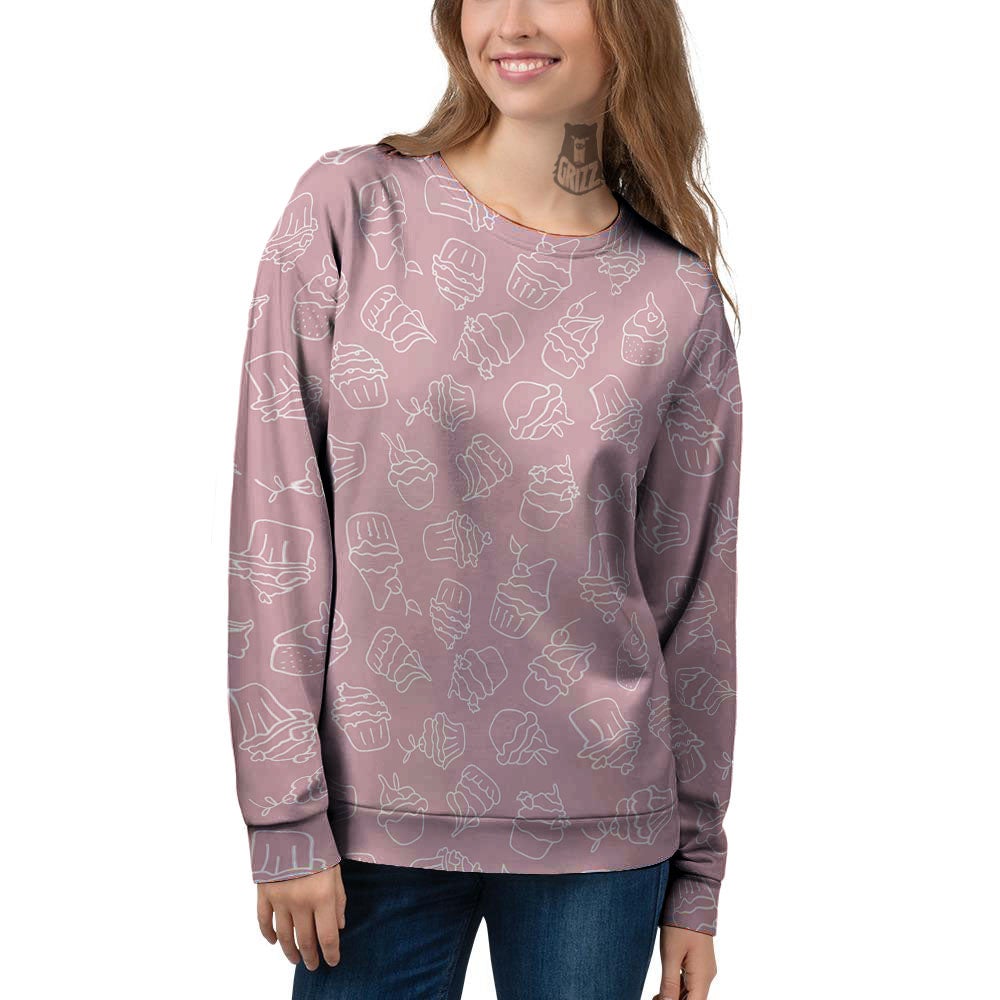 Pattern Mini Cupcake Print Women's Sweatshirt-grizzshop