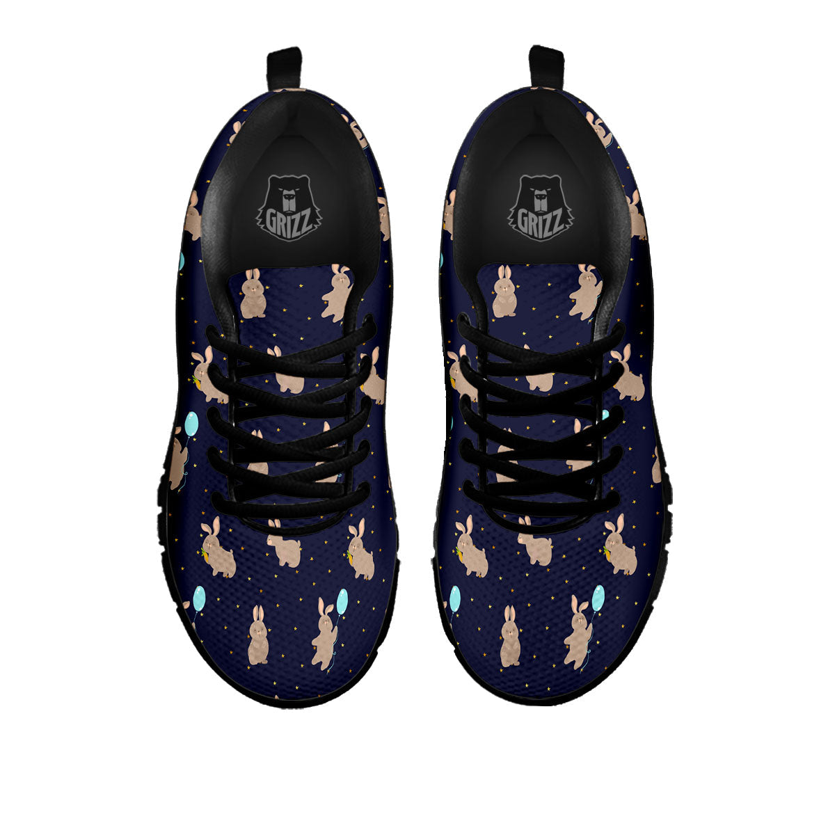 Pattern Mini Rabbit Print Black Sneaker-grizzshop