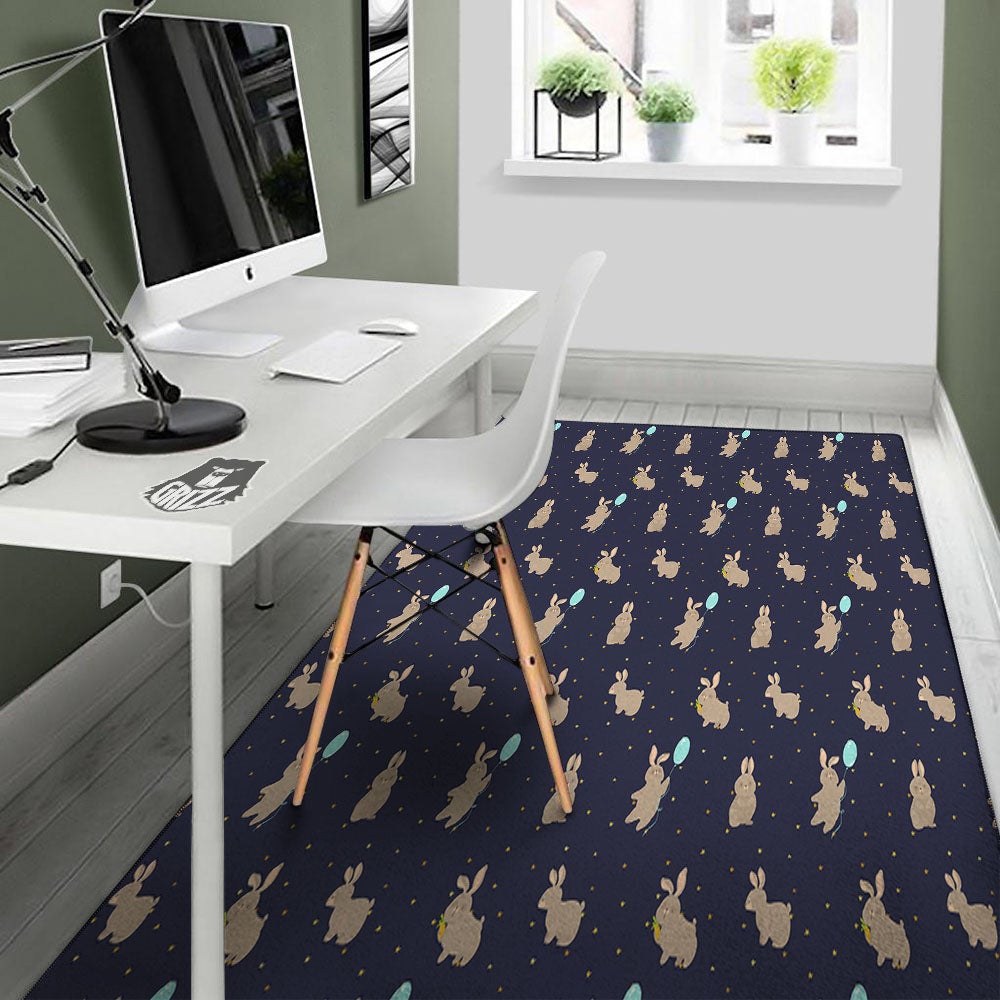 Pattern Mini Rabbit Print Floor Mat-grizzshop