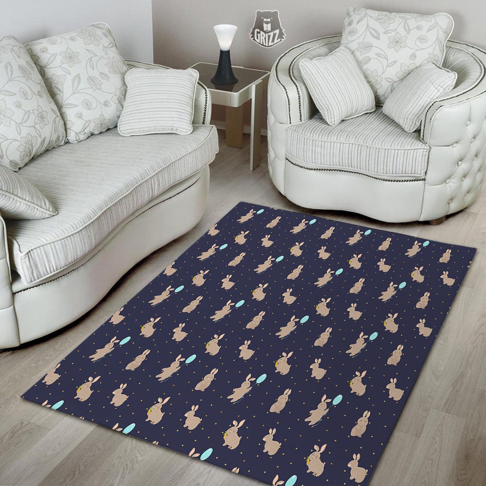 Pattern Mini Rabbit Print Floor Mat-grizzshop