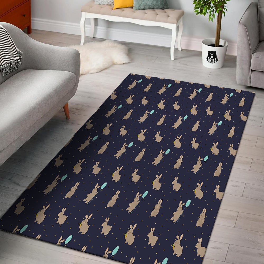 Pattern Mini Rabbit Print Floor Mat-grizzshop