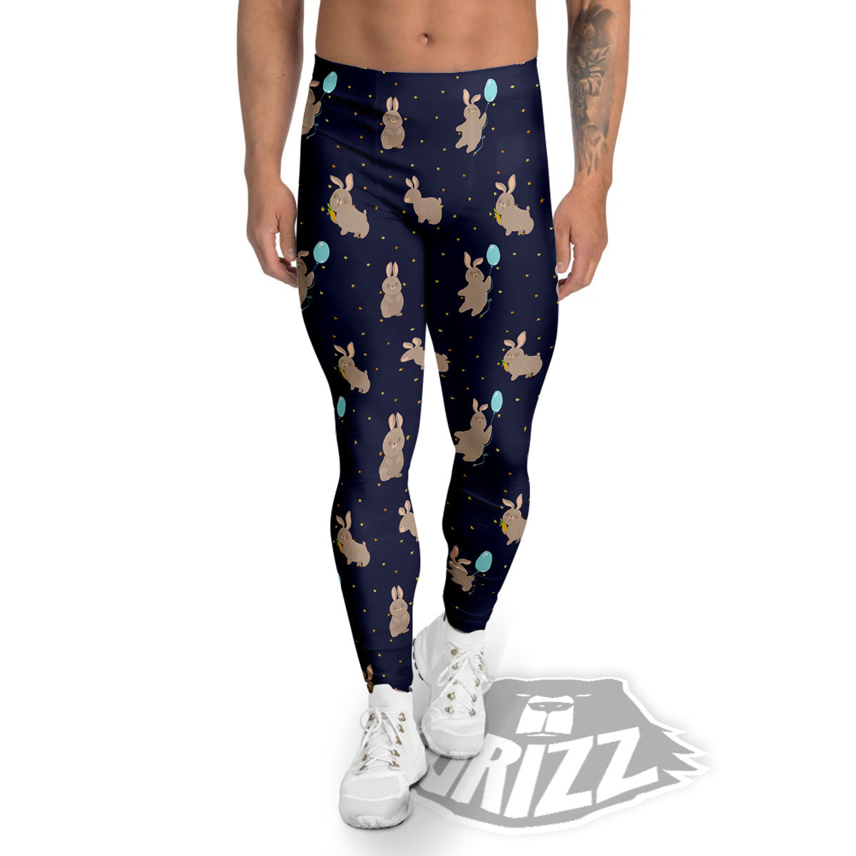 Pattern Mini Rabbit Print Men's Leggings-grizzshop