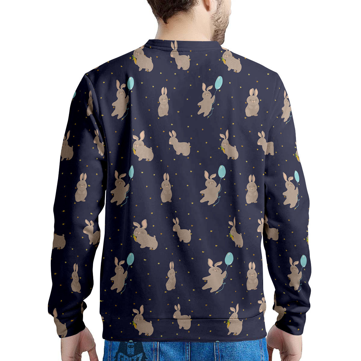 Pattern Mini Rabbit Print Men's Sweatshirt-grizzshop