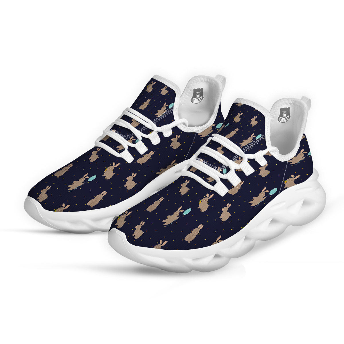Pattern Mini Rabbit Print White Running Shoes-grizzshop