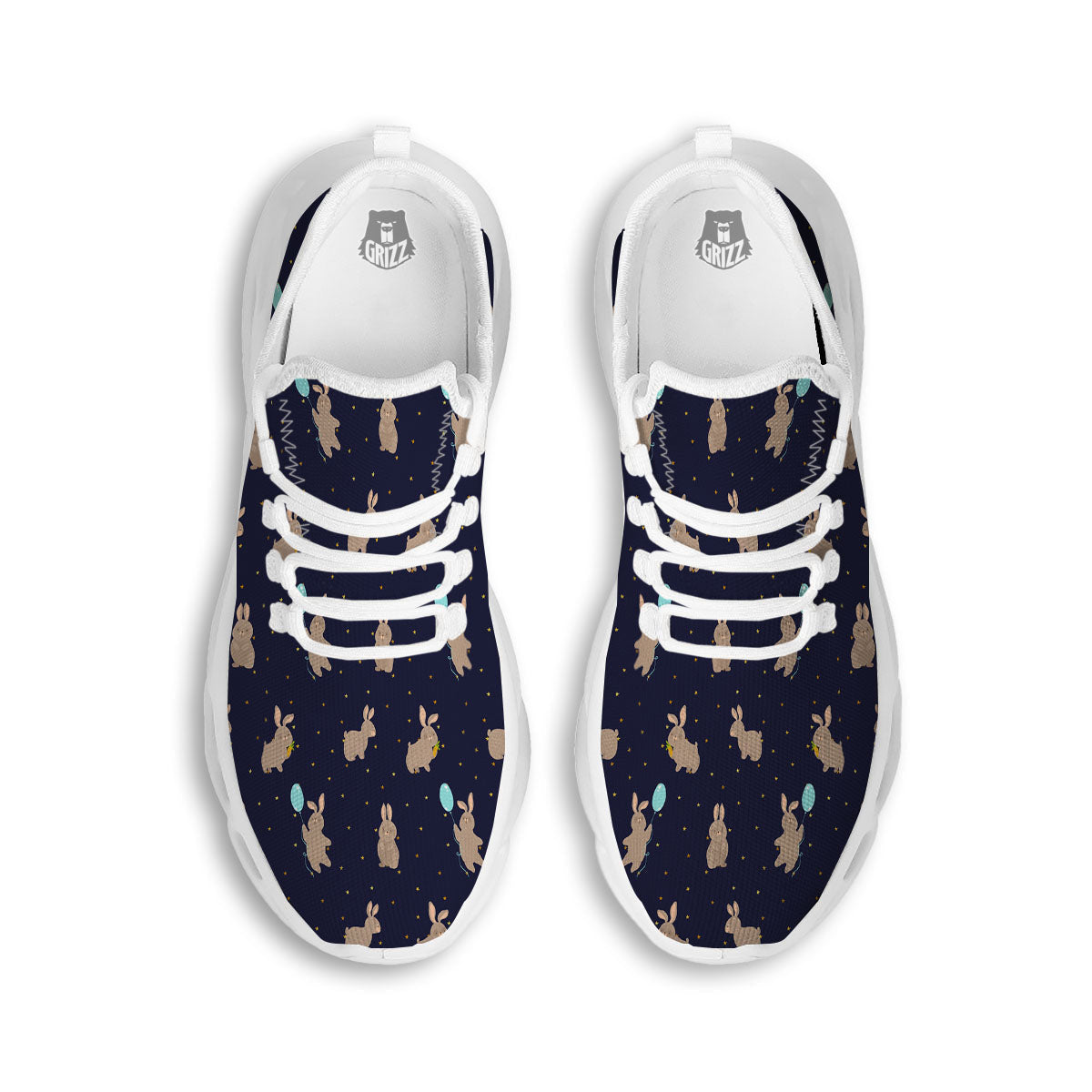 Pattern Mini Rabbit Print White Running Shoes-grizzshop