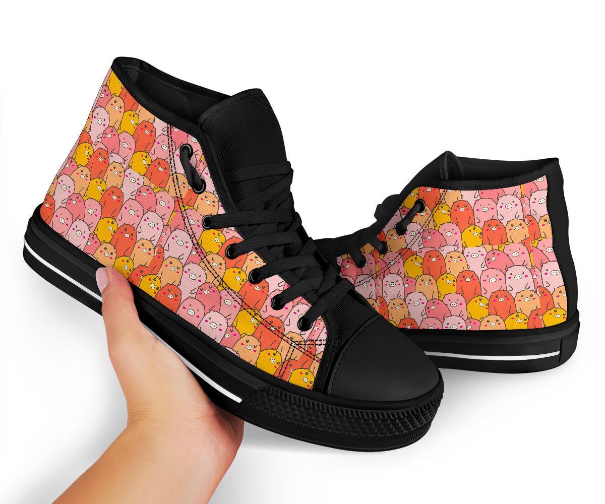 Pattern Pig Print Men Women's High Top Shoes-grizzshop