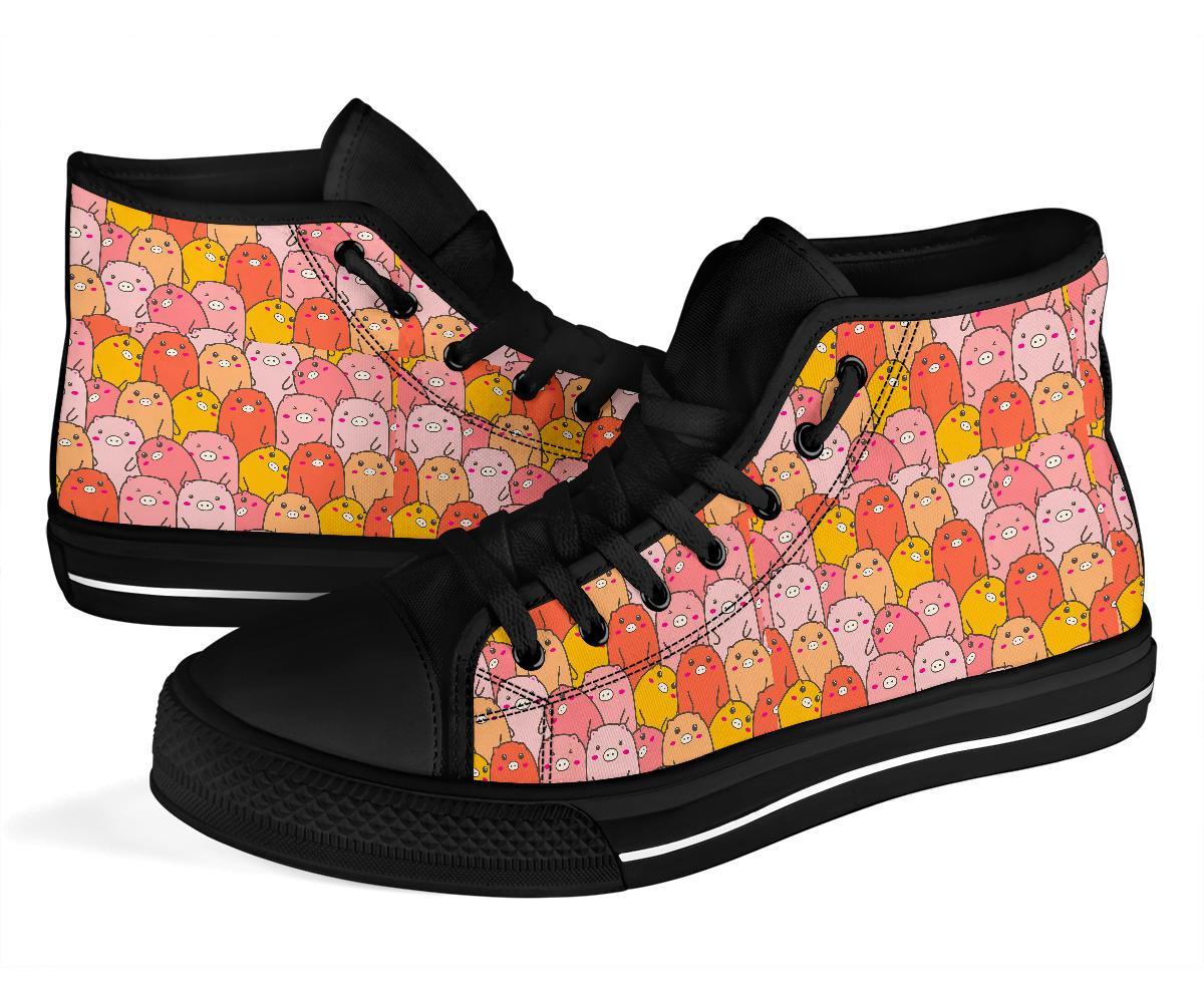 Pattern Pig Print Men Women's High Top Shoes-grizzshop