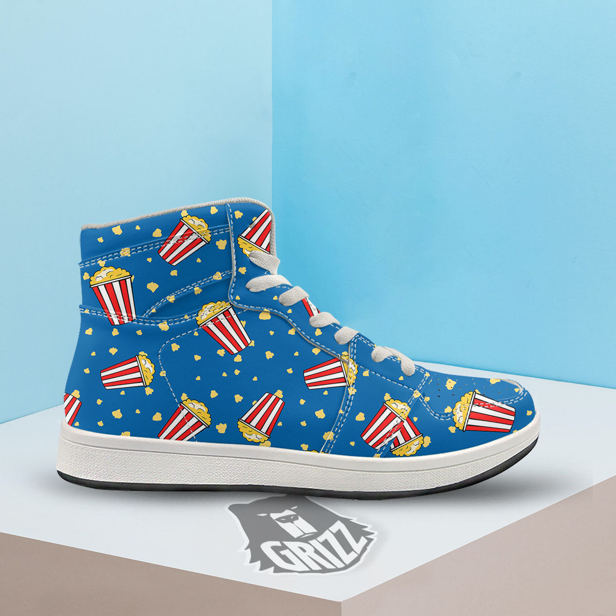 Pattern Popcorn Print High Top Sneakers-grizzshop