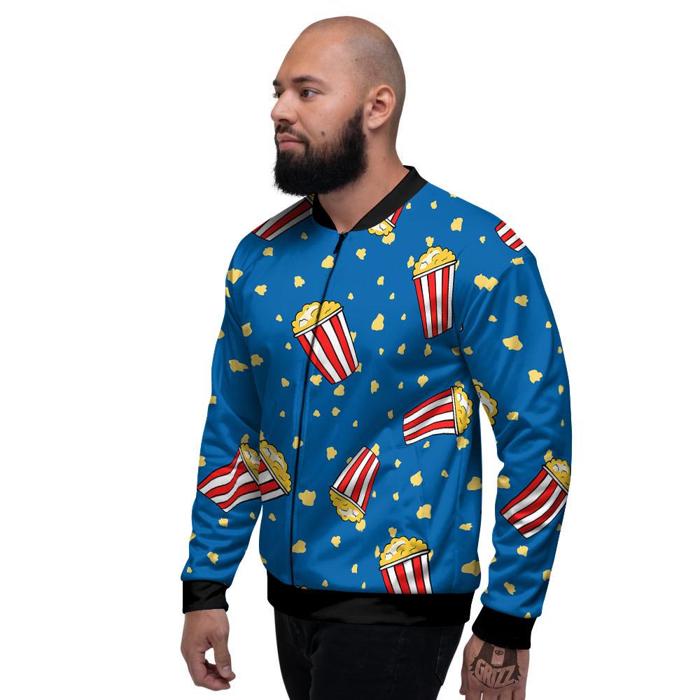 Pattern Popcorn Print Men's Bomber Jacket-grizzshop