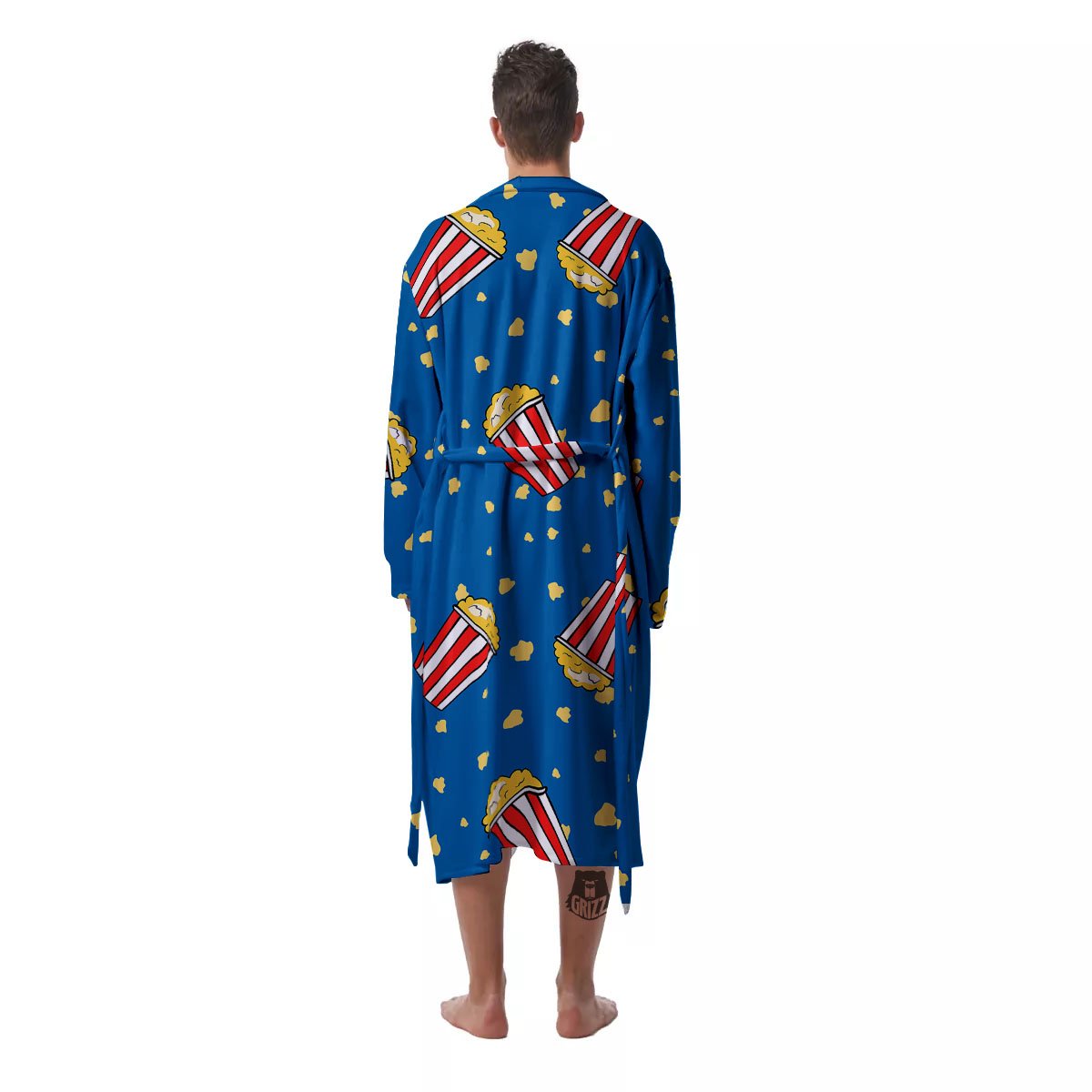 Pattern Popcorn Print Men's Robe-grizzshop