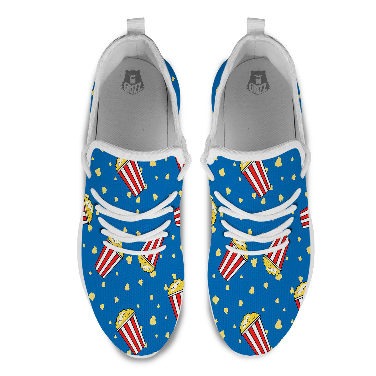 Pattern Popcorn Print White Athletic Shoes-grizzshop