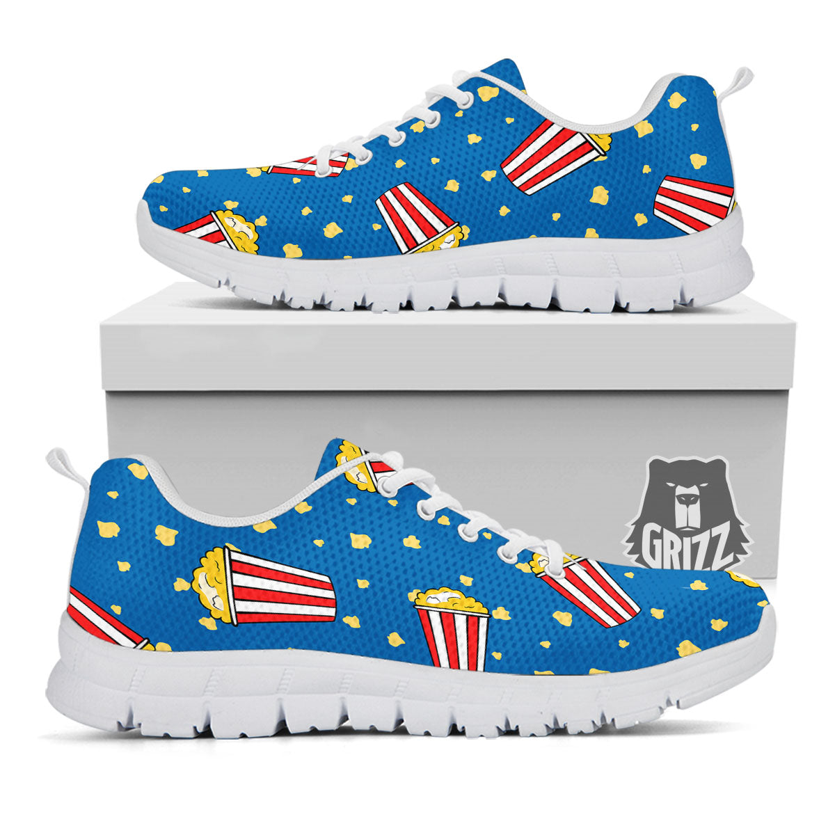 Pattern Popcorn Print White Sneaker-grizzshop