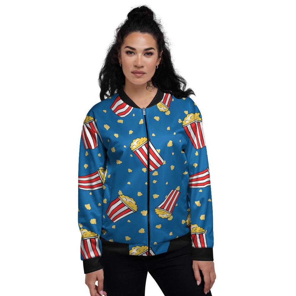Pattern Popcorn Print Women's Bomber Jacket-grizzshop