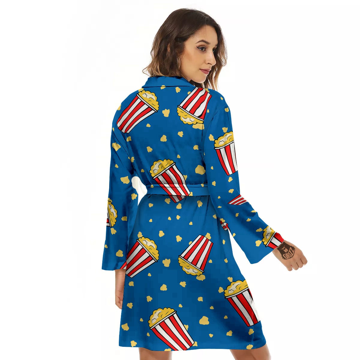 Pattern Popcorn Print Women's Robe-grizzshop