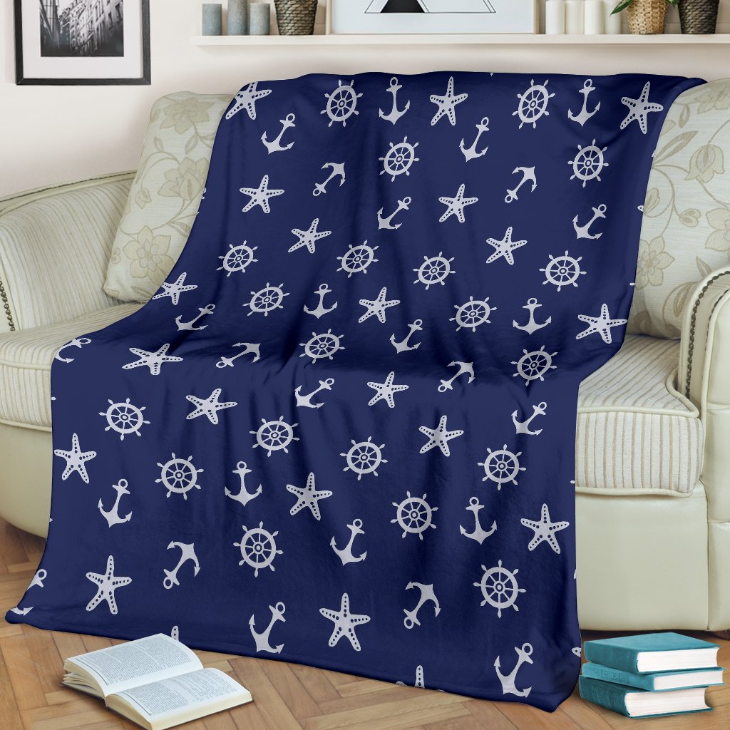 Pattern Print Anchor Nautical Blanket-grizzshop