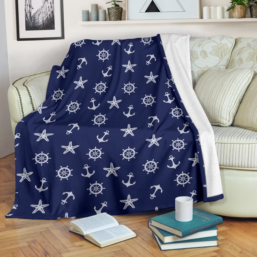 Pattern Print Anchor Nautical Blanket-grizzshop