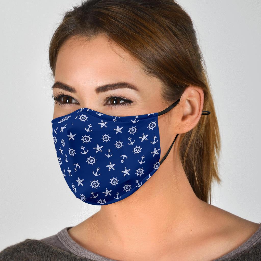 Pattern Print Anchor Nautical Face Mask-grizzshop