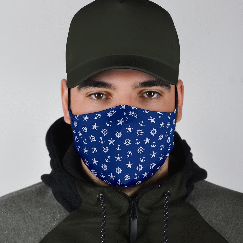 Pattern Print Anchor Nautical Face Mask-grizzshop