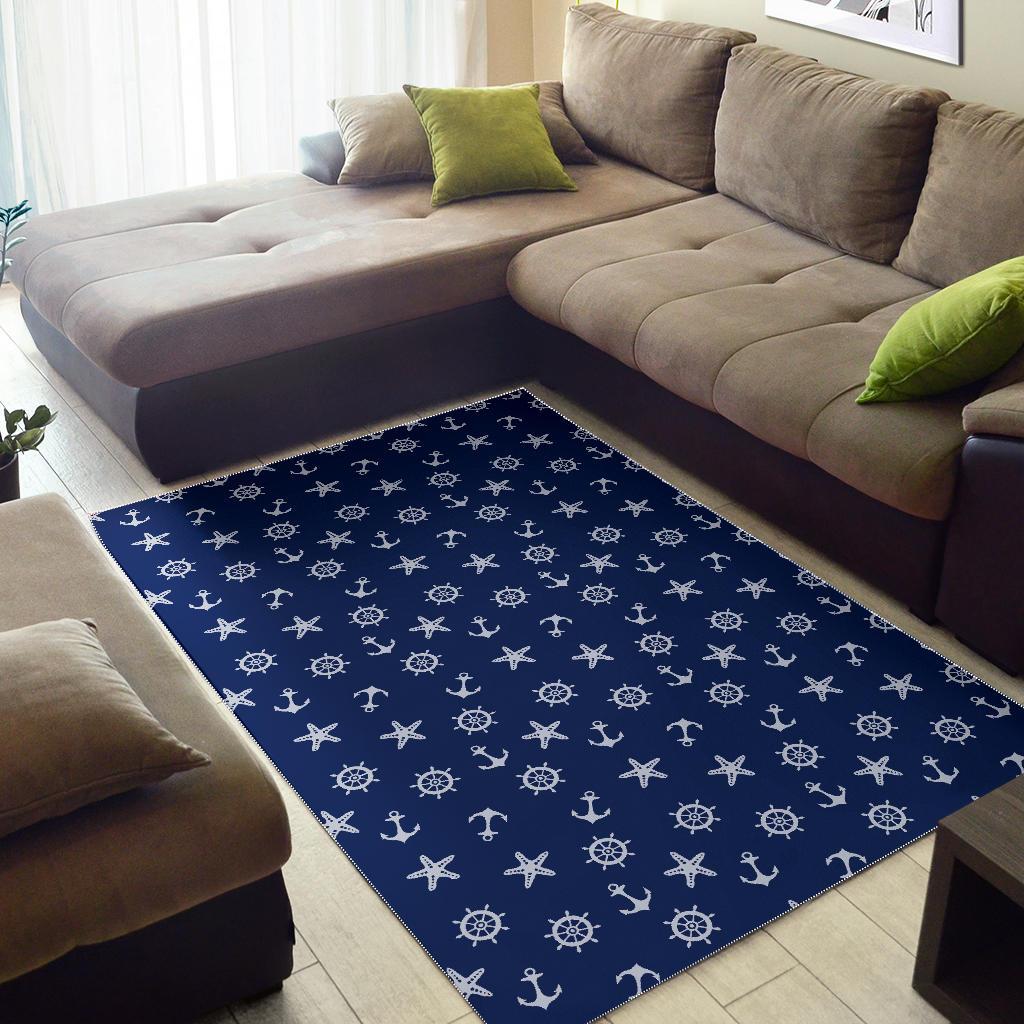 Pattern Print Anchor Nautical Floor Mat-grizzshop