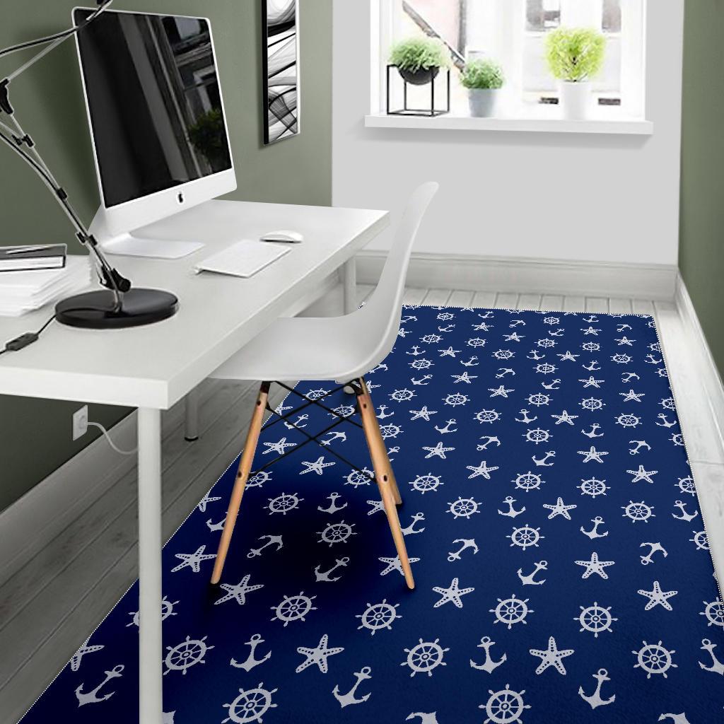 Pattern Print Anchor Nautical Floor Mat-grizzshop