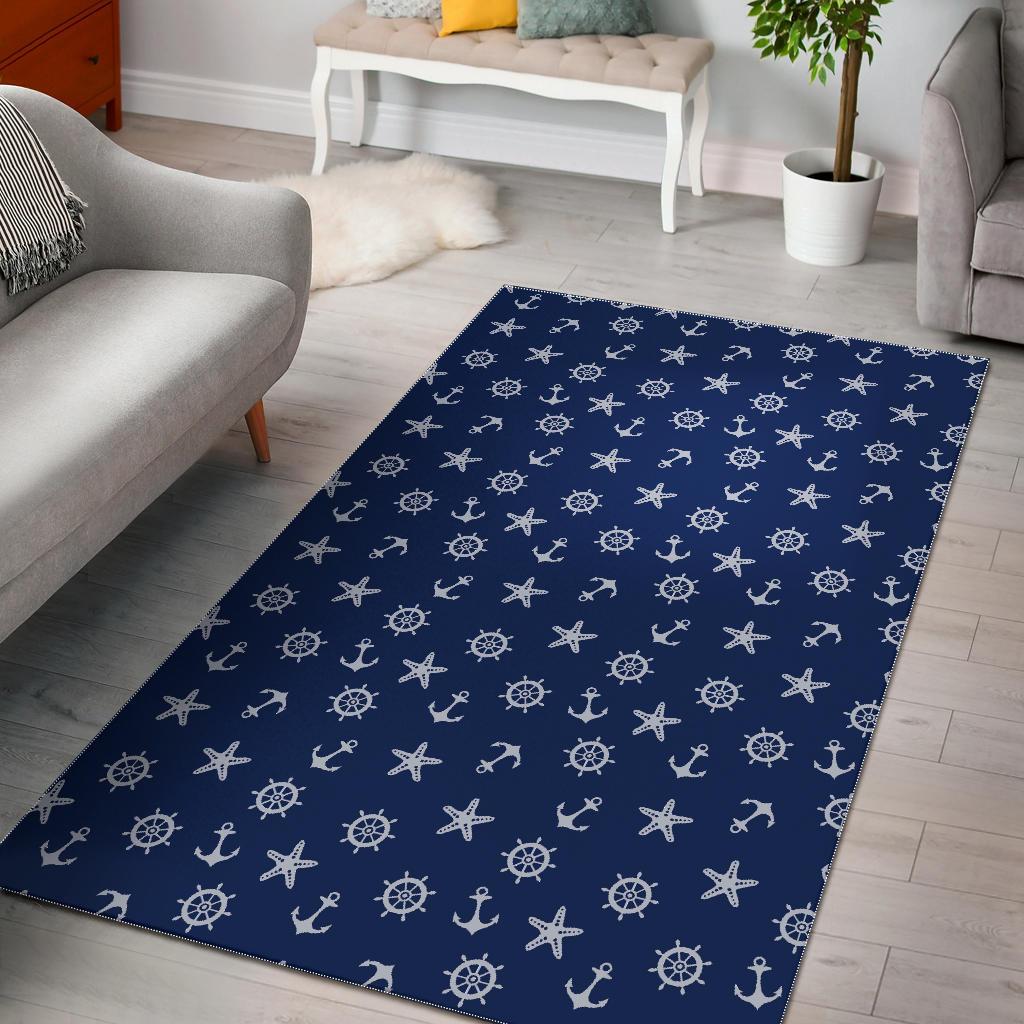 Pattern Print Anchor Nautical Floor Mat-grizzshop