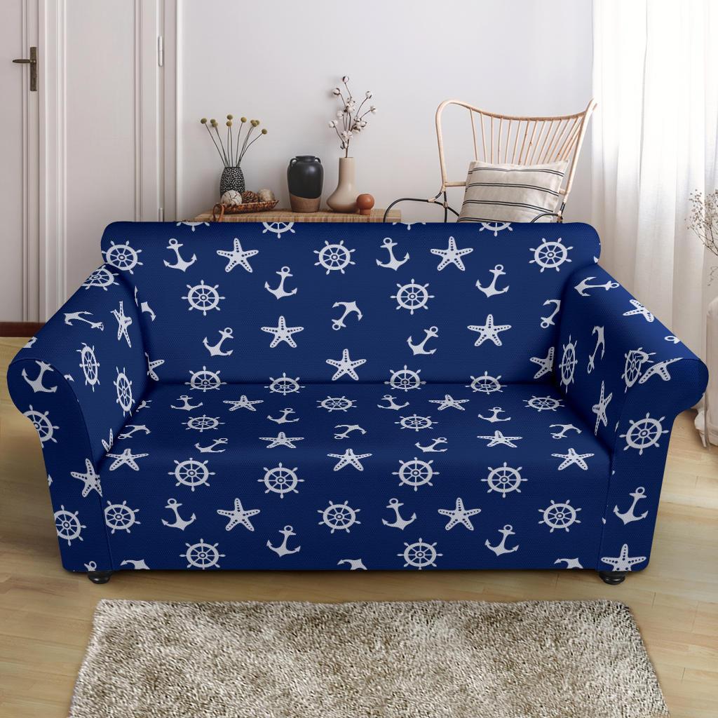 Pattern Print Anchor Nautical Loveseat Cover-grizzshop