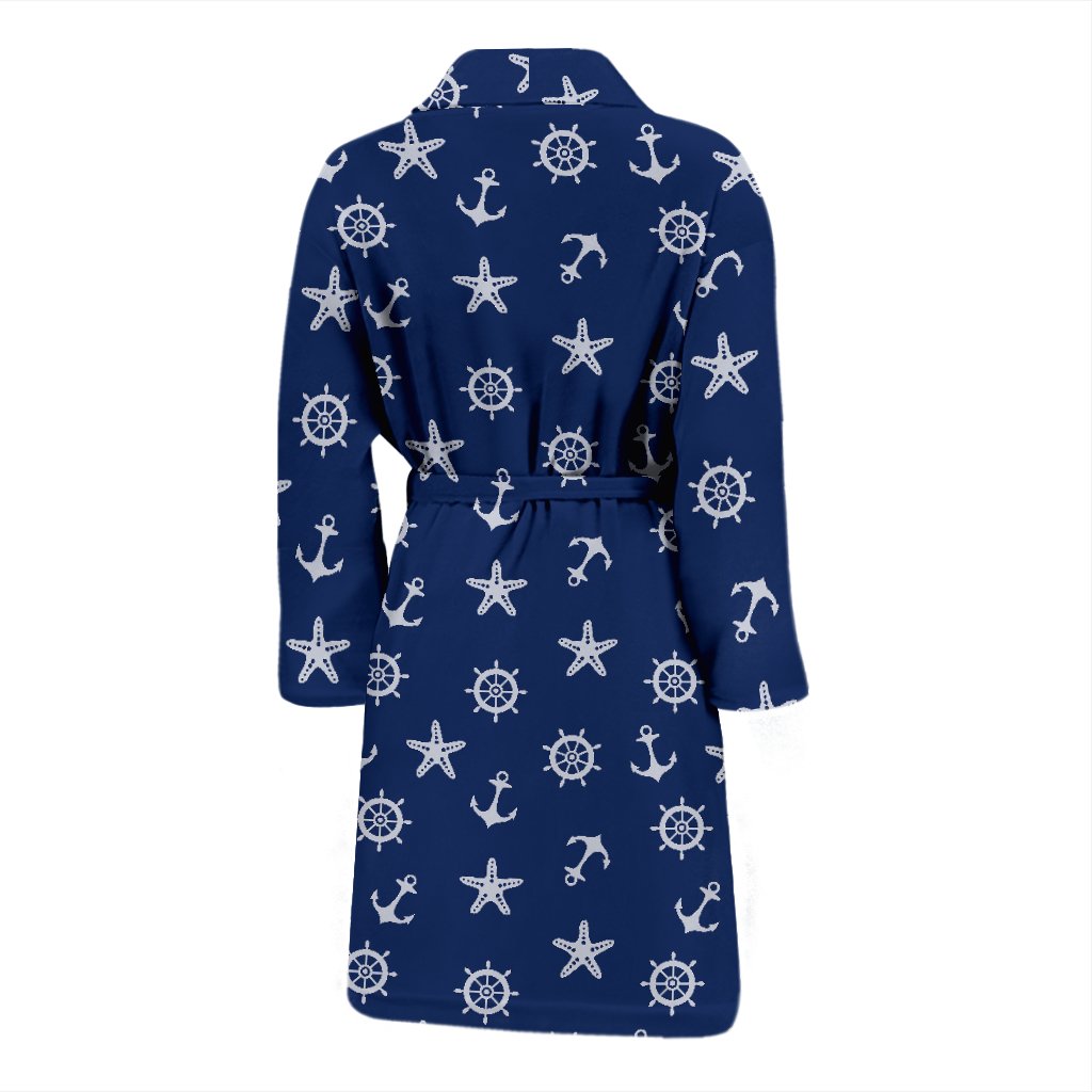 Pattern Print Anchor Nautical Men Long Robe-grizzshop