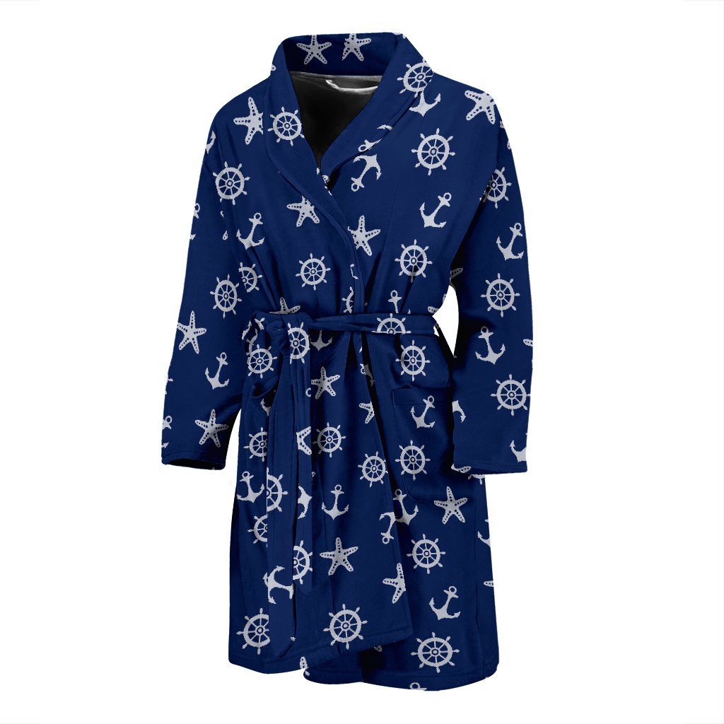 Pattern Print Anchor Nautical Men Long Robe-grizzshop