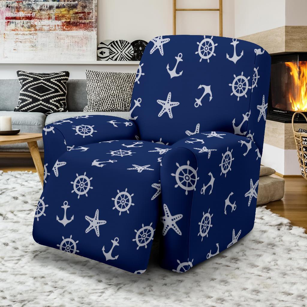 Pattern Print Anchor Nautical Recliner Cover-grizzshop