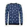 Pattern Print Anchor Nautical Women Crewneck Sweatshirt-grizzshop