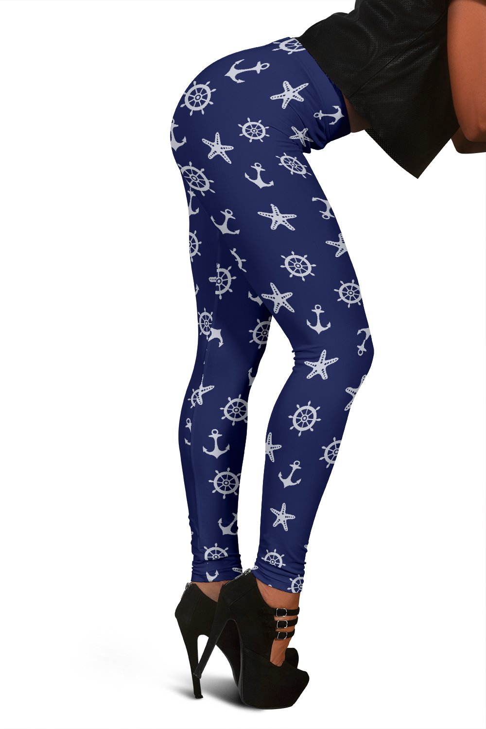 Pattern Print Anchor Nautical Women Leggings-grizzshop