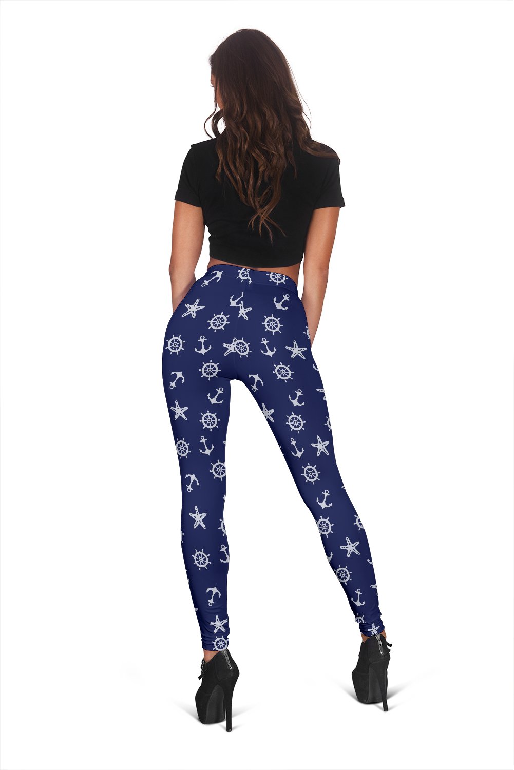 Pattern Print Anchor Nautical Women Leggings-grizzshop