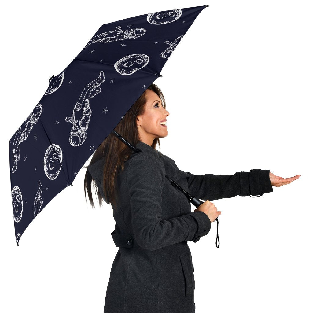 Pattern Print Astronaut Automatic Foldable Umbrella-grizzshop