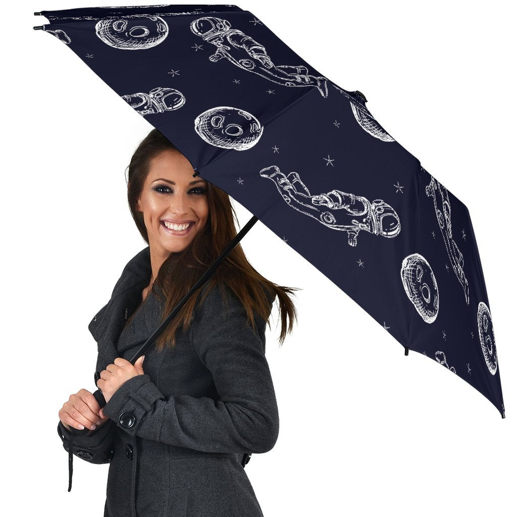 Pattern Print Astronaut Automatic Foldable Umbrella-grizzshop