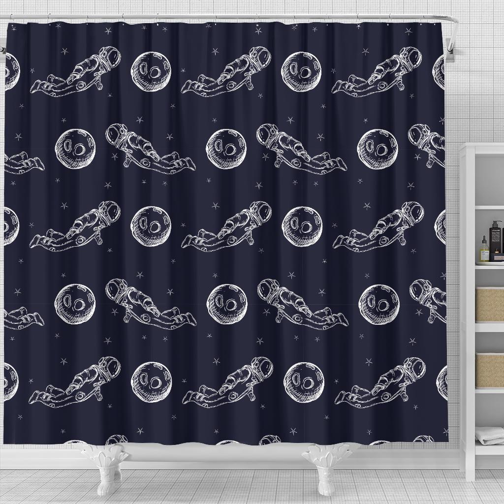 Pattern Print Astronaut Bathroom Shower Curtain-grizzshop