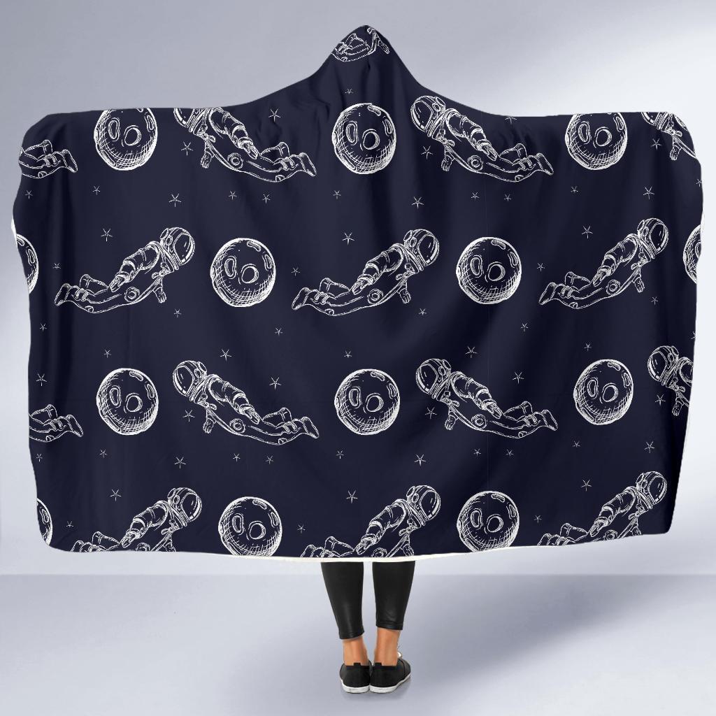 Pattern Print Astronaut Hooded Blanket-grizzshop