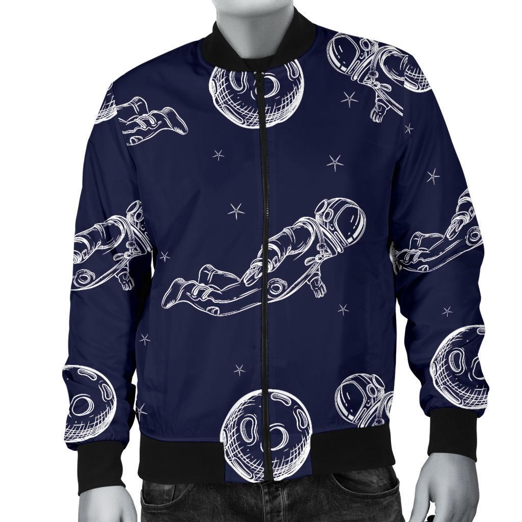 Pattern Print Astronaut Men's Bomber Jacket-grizzshop