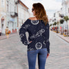 Pattern Print Astronaut Women Off Shoulder Sweatshirt-grizzshop