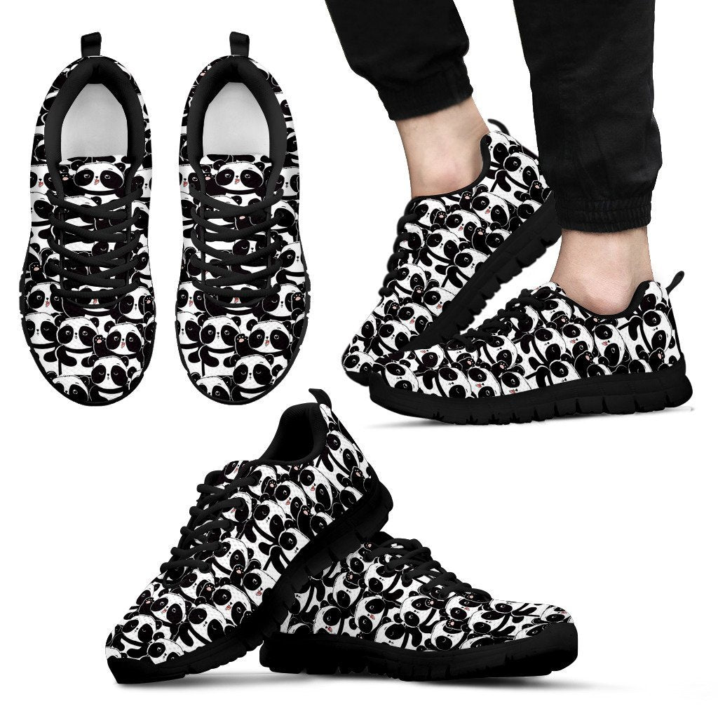 Pattern Print Baby Panda Black Sneaker Shoes For Men Women-grizzshop