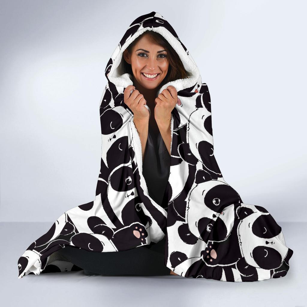 Pattern Print Baby Panda Hooded Blanket-grizzshop