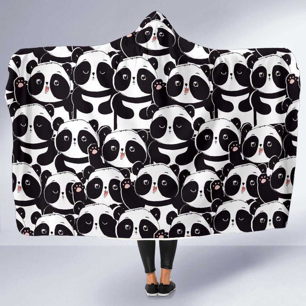 Pattern Print Baby Panda Hooded Blanket-grizzshop