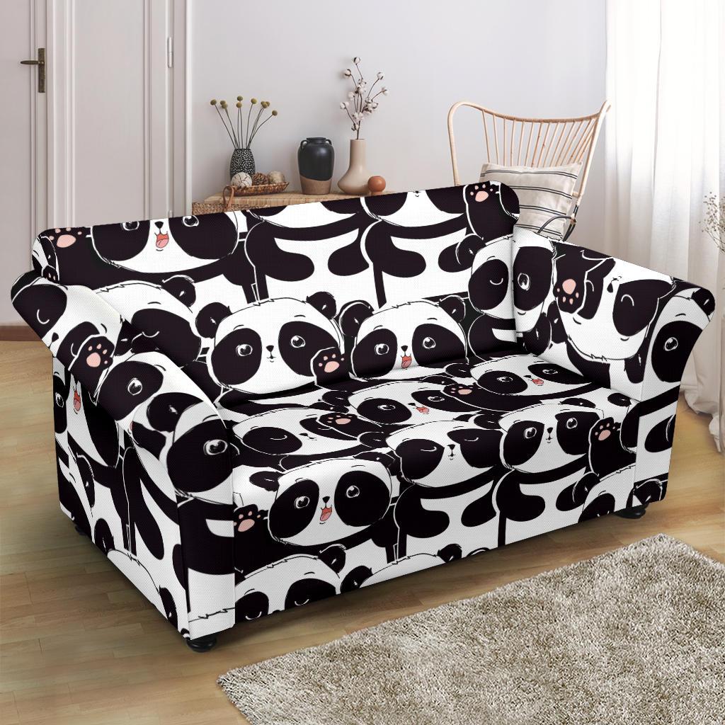 Pattern Print Baby Panda Loveseat Cover-grizzshop