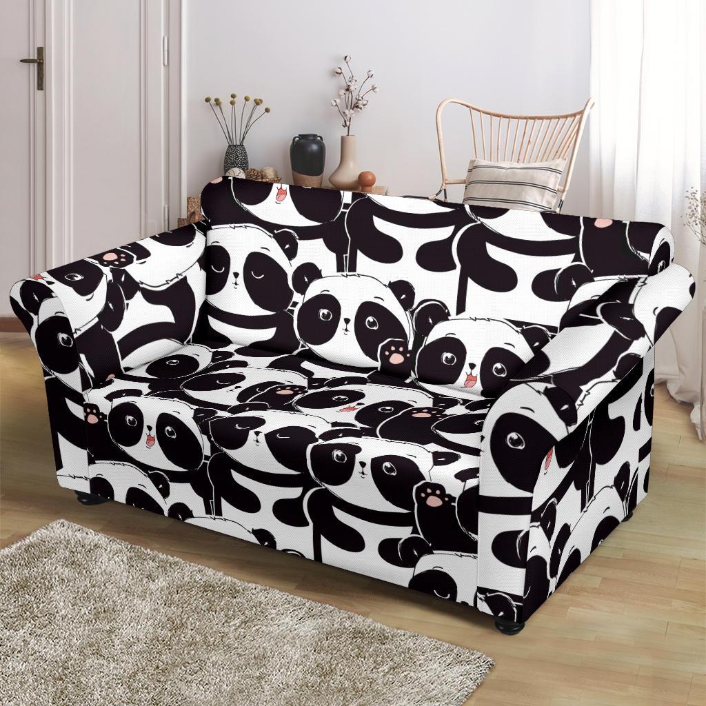 Pattern Print Baby Panda Loveseat Cover-grizzshop