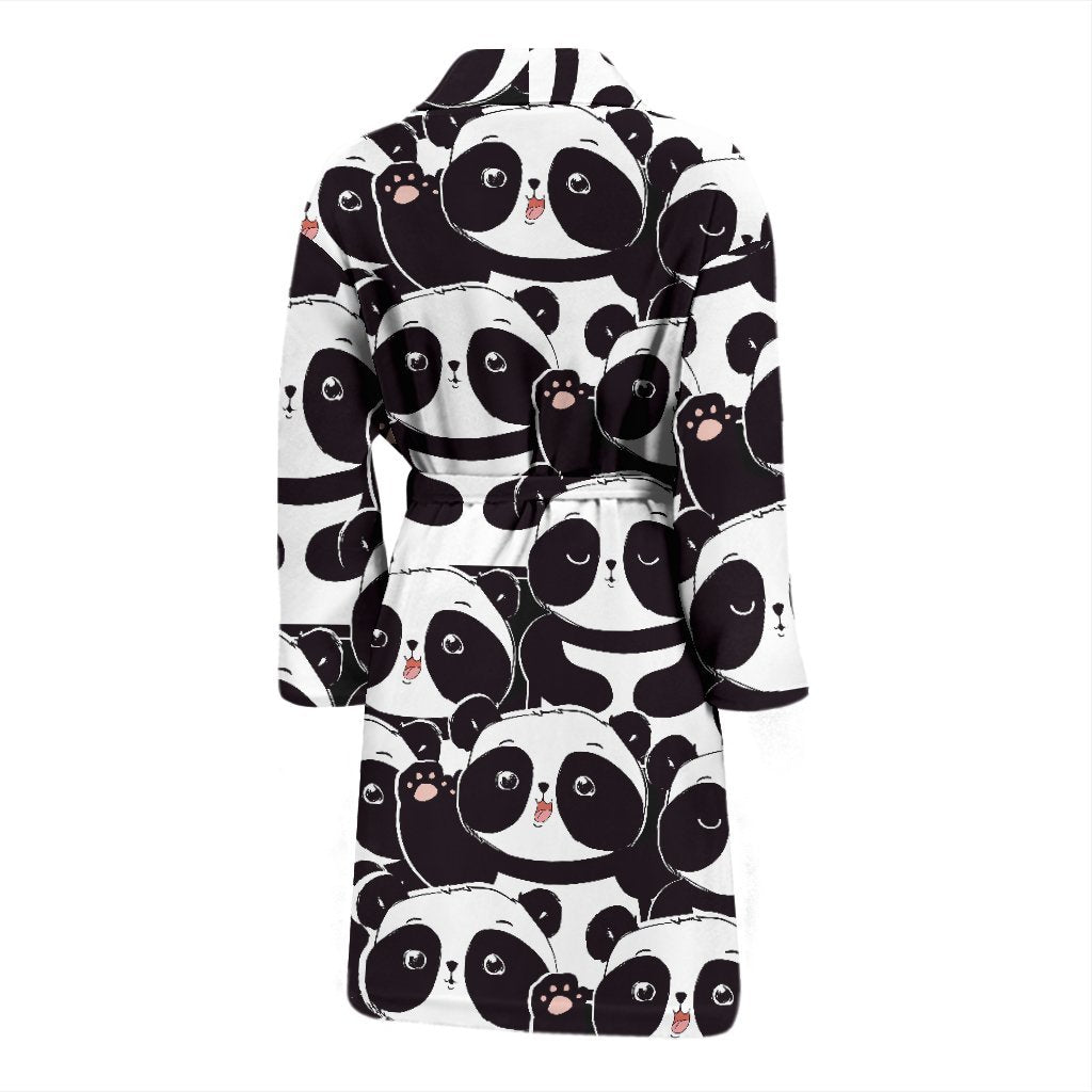Pattern Print Baby Panda Men Long Robe-grizzshop