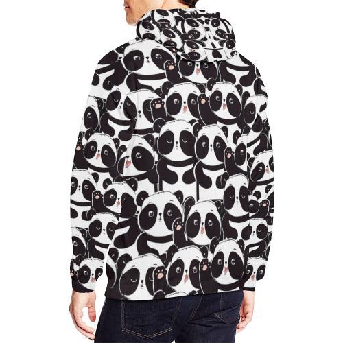 Pattern Print Baby Panda Men Pullover Hoodie-grizzshop