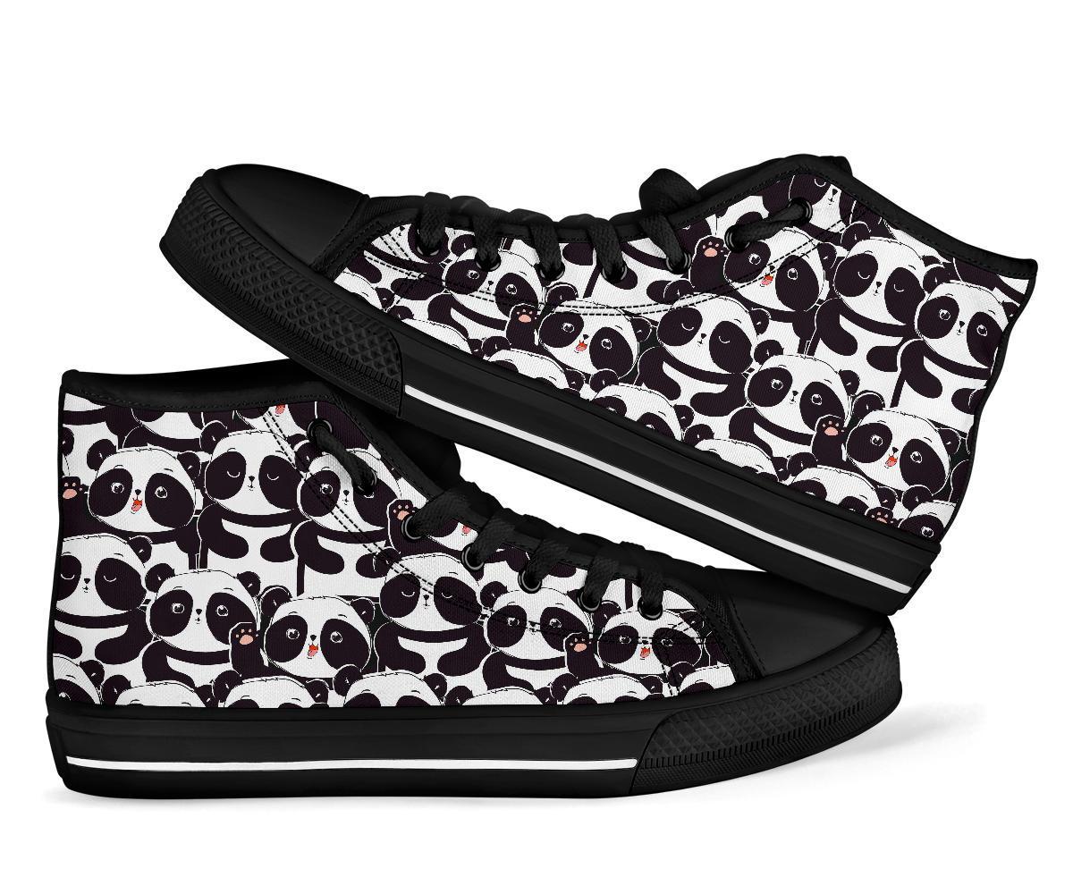 Pattern Print Baby Panda Men Women's High Top Shoes-grizzshop