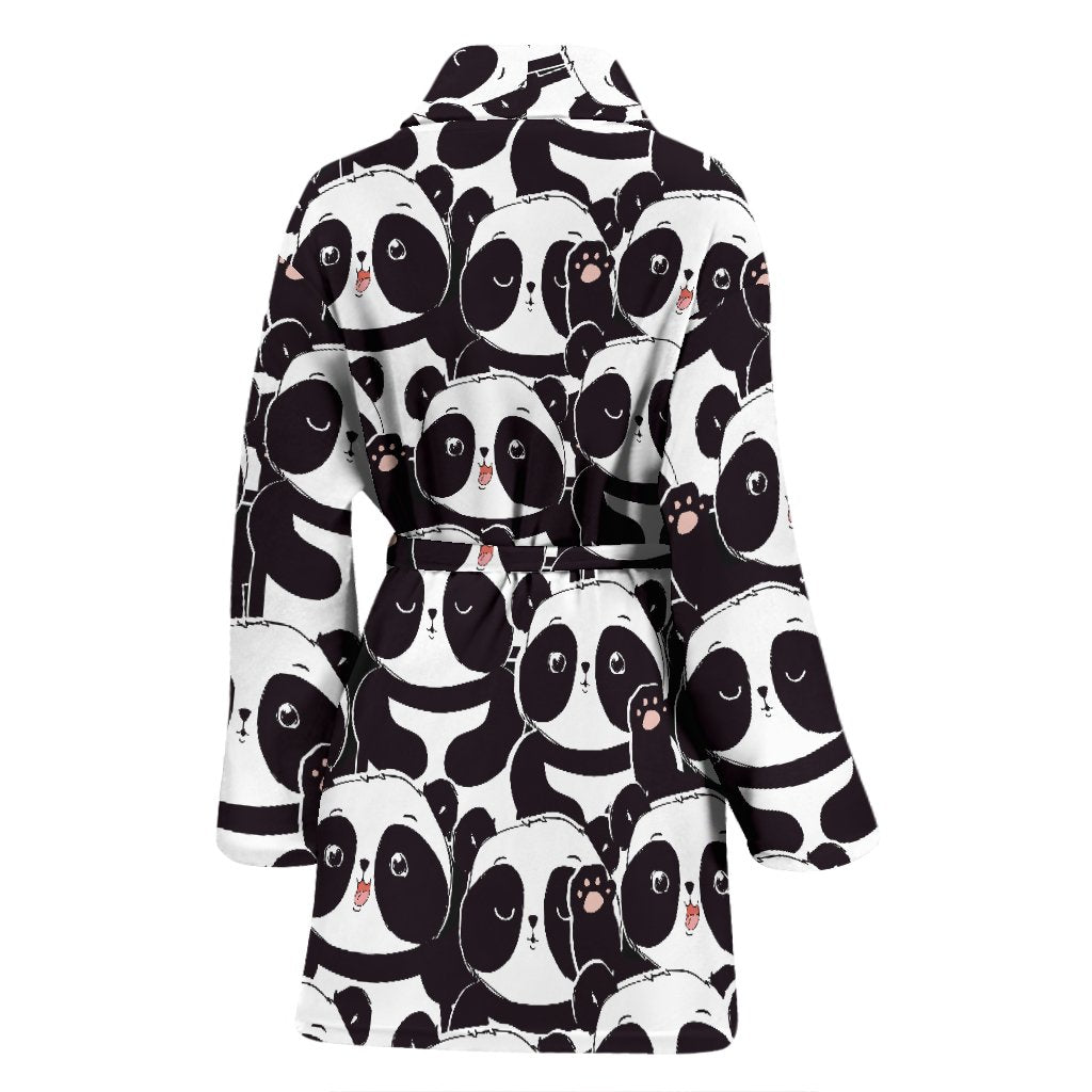 Pattern Print Baby Panda Women Long Robe-grizzshop
