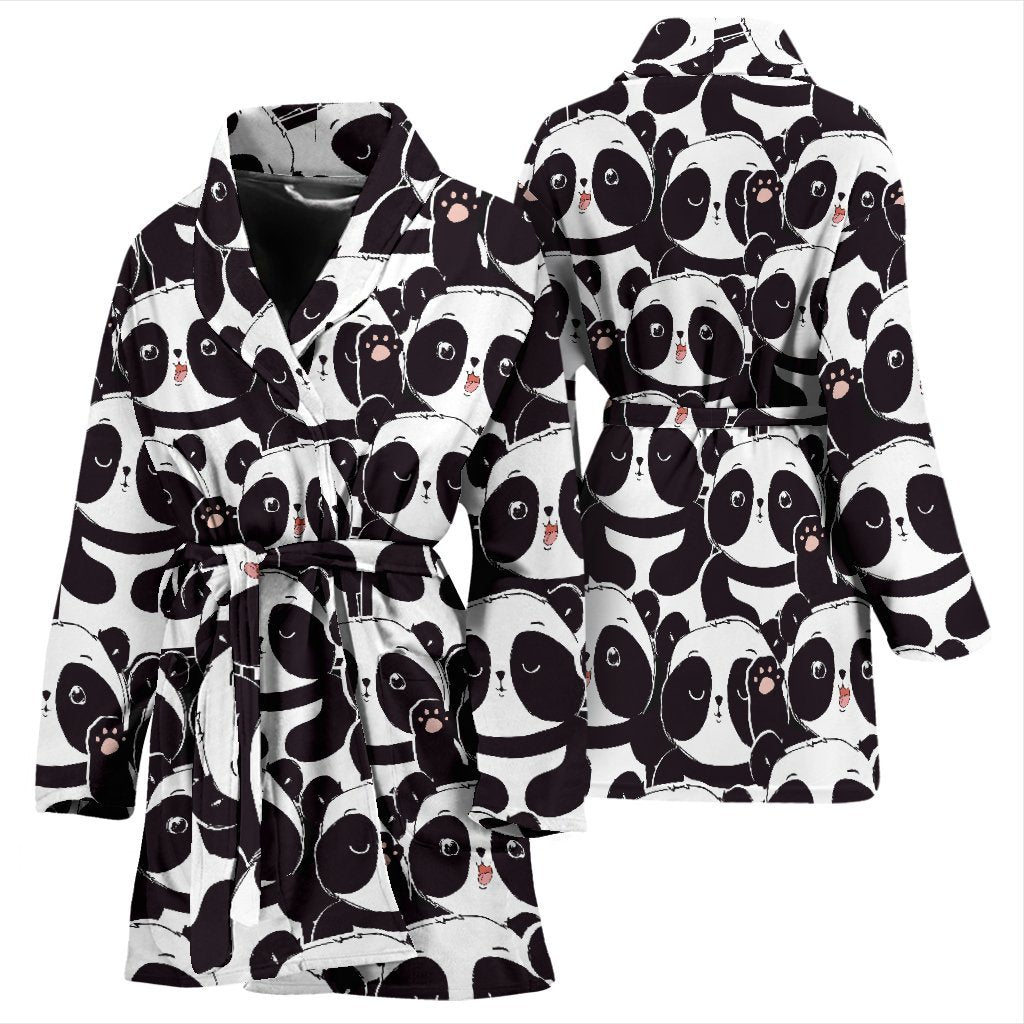 Pattern Print Baby Panda Women Long Robe-grizzshop