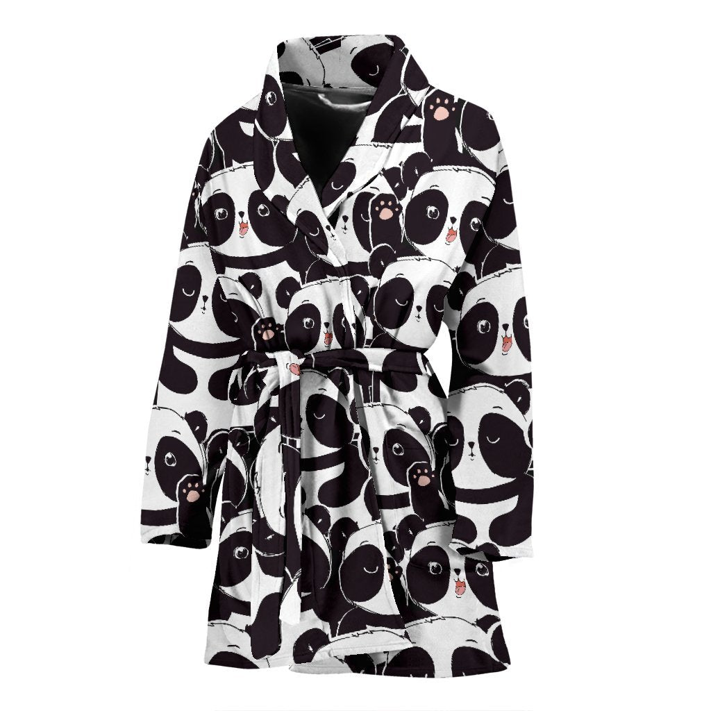 Pattern Print Baby Panda Women Long Robe-grizzshop