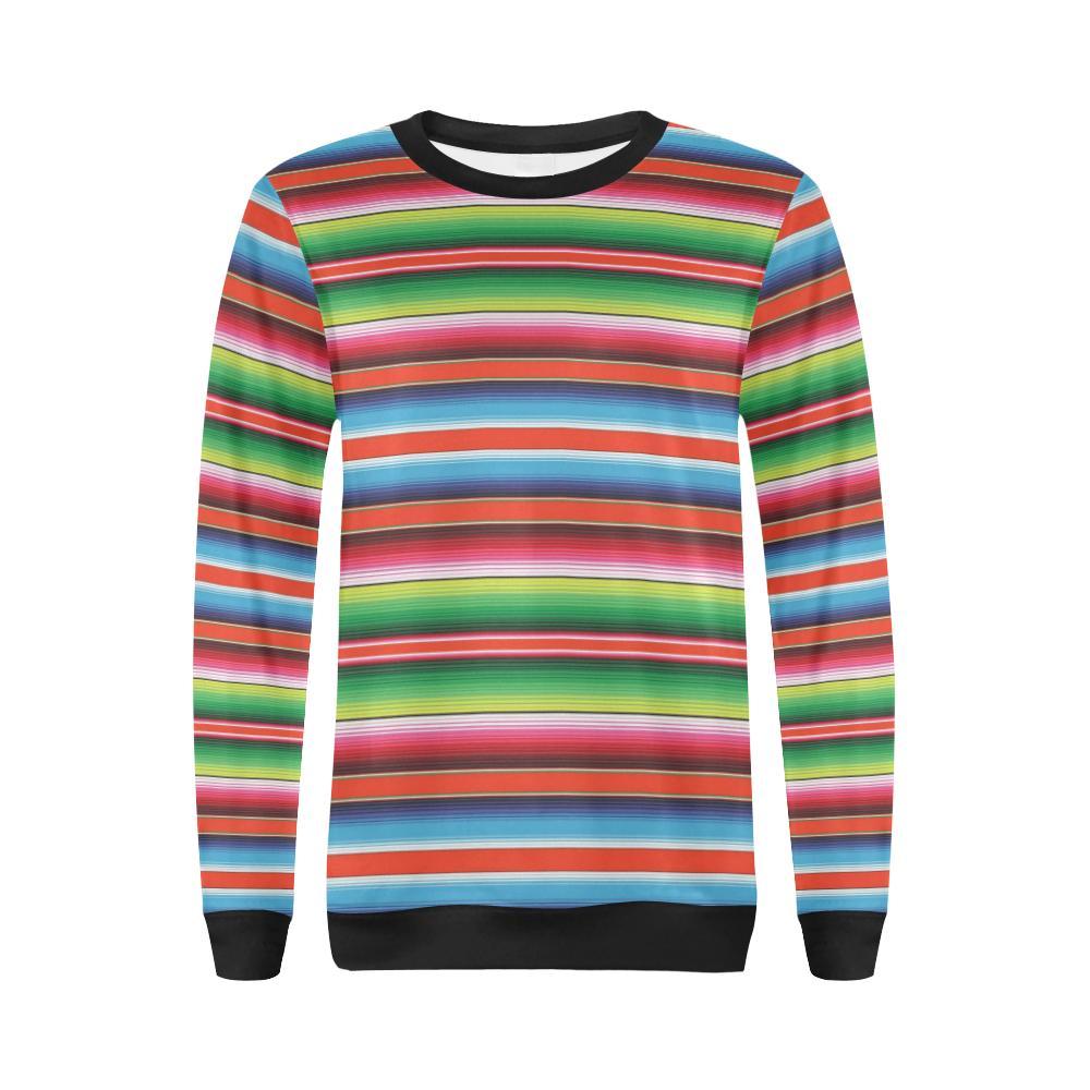 Pattern Print Baja Serape Mexican Blanket Women Crewneck Sweatshirt-grizzshop